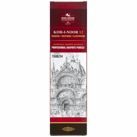 Карандаш чернографитный KOH-I-NOOR 1500, 1 шт., 2H, корпус желтый, заточенный, 150002H01170RU