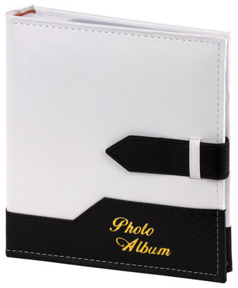 Фотоальбом BRAUBERG на 200 фото. 10х15 см, под замшу, бумажные страницы, бокс, белый с черным, 391114