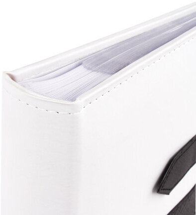 Фотоальбом BRAUBERG на 200 фото. 10х15 см, под замшу, бумажные страницы, бокс, белый с черным, 391114