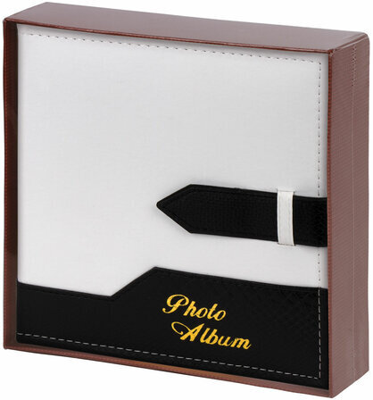 Фотоальбом BRAUBERG на 200 фото. 10х15 см, под замшу, бумажные страницы, бокс, белый с черным, 391114