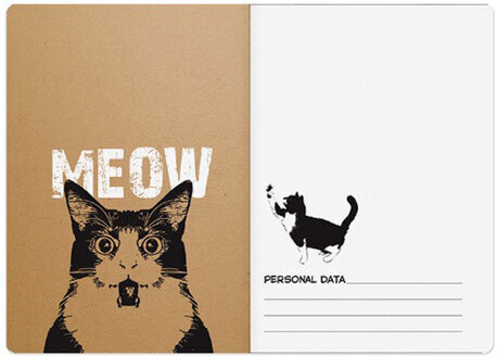 Тетрадь ЕВРО А5 40 л., BRUNO VISCONTI сшивка, клетка, крафт картон, бежевая бумага 70 г/м2, "КОТИК-ДАЙ ПЯТЬ", 7-40-081