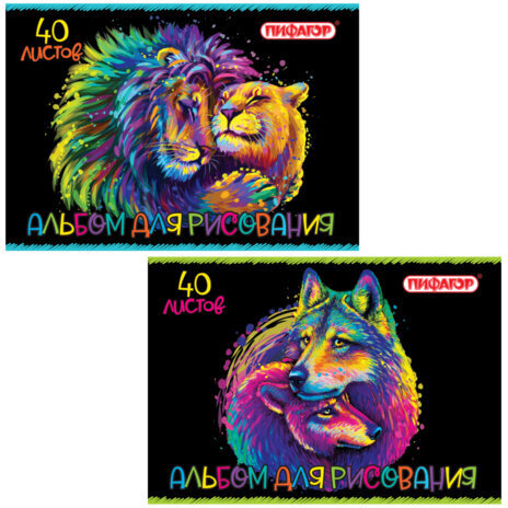 Альбом для рисования А4 40 л., скоба, обложка офсет, ПИФАГОР, 203х288 мм, "Нежность" (2 вида), 106700