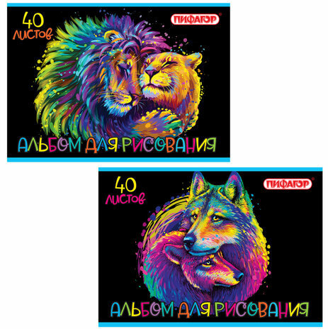 Альбом для рисования А4 40 л., скоба, обложка офсет, ПИФАГОР, 203х288 мм, "Нежность" (2 вида), 106700