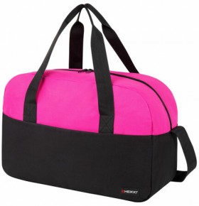 Сумка спортивная HEIKKI BASE (ХЕЙКИ), карман на молнии, черная/фуксия, 30x44x17 см, 272621