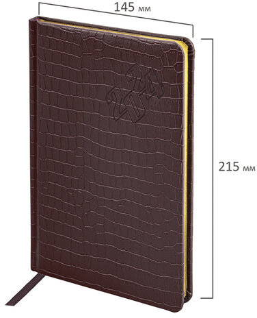 Еженедельник датированный 2024 А5 145х215 мм BRAUBERG "Comodo", под кожу, коричневый, 115019