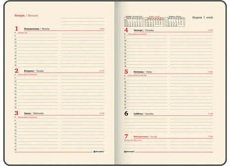 Еженедельник датированный 2024 А5 145х215 мм BRAUBERG "Comodo", под кожу, коричневый, 115019