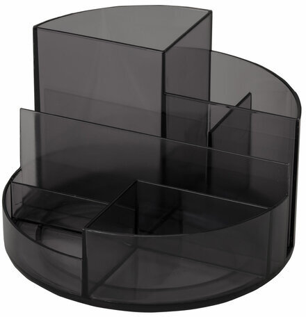 Подставка-органайзер BRAUBERG ROUND, 6 отделений, 130х130х90 мм, тонированная серая, 238101, ОР01