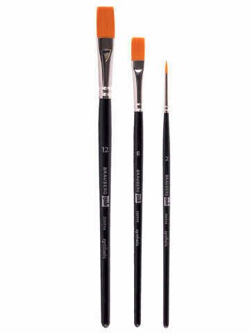 Кисти художественные BRAUBERG ART CLASSIC, набор 3 штуки, синтетика (круглая № 2, плоские № 8, 12), 200944