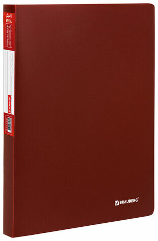Папка 40 вкладышей BRAUBERG "Office", красная, 0,6 мм, 271328