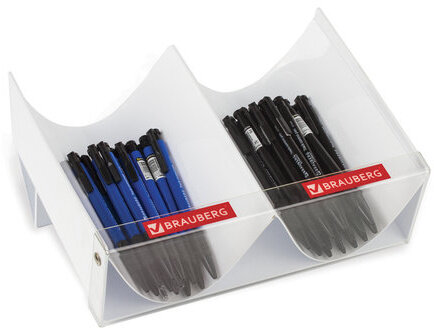 Желоб навесной/настольный для ручек и карандашей BRAUBERG, 2 отделения, 19х25 см, белый, 504261