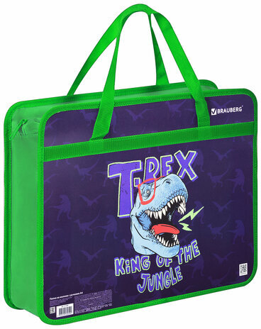 Папка на молнии с ручками BRAUBERG А4, 1 отделение, пластик, 80 мм, "KING REX", 271466