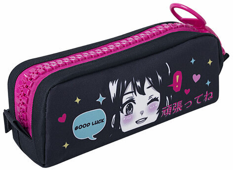 Пенал BRAUBERG с объемной "тракторной" молнией, 1 отделение, ткань, 22х8х6,5 см, "Anime girl", 271566