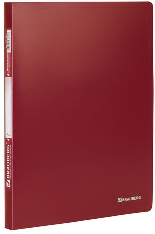 Папка с металлическим скоросшивателем BRAUBERG стандарт, красная, до 100 листов, 0,6 мм, 221632