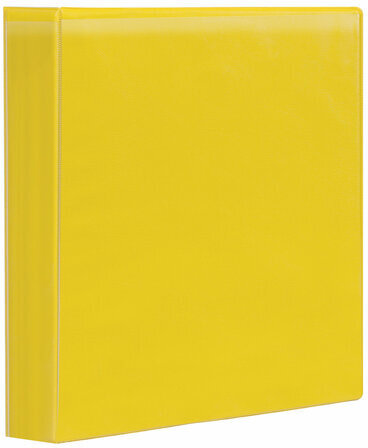 Папка на 4 кольцах с передним прозрачным карманом BRAUBERG, картон/ПВХ, 65 мм, желтая, до 400 листов, 223533