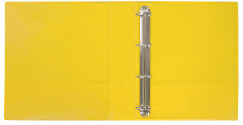 Папка на 4 кольцах с передним прозрачным карманом BRAUBERG, картон/ПВХ, 65 мм, желтая, до 400 листов, 223533