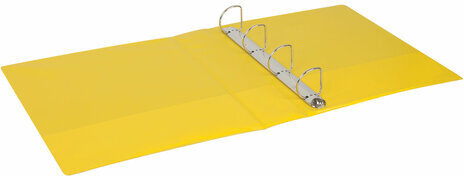 Папка на 4 кольцах с передним прозрачным карманом BRAUBERG, картон/ПВХ, 65 мм, желтая, до 400 листов, 223533