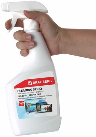 Чистящая жидкость-спрей BRAUBERG для телевизоров, мониторов, техники, оптики и стекол, универсальная, 500 мл, 513288