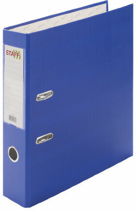 Папка-регистратор STAFF &quot;Manager&quot; с покрытием из ПВХ, 70 мм, без уголка, синяя, 225207
