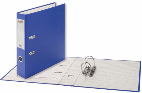 Папка-регистратор STAFF "Manager" с покрытием из ПВХ, 70 мм, без уголка, синяя, 225207