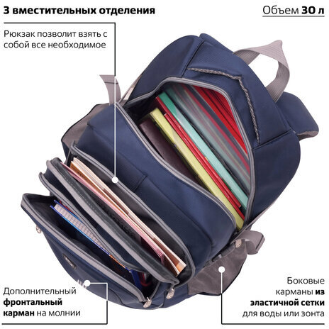 Рюкзак BRAUBERG для старшеклассников/студентов/молодежи, "Старлайт", 30 литров, 46х34х18 см, 226342
