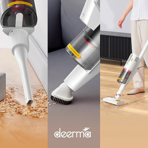 Пылесос вертикальный DEERMA DX888, 3 в 1, потребляемая мощность 600 Вт, контейнер 0,45 л, белый