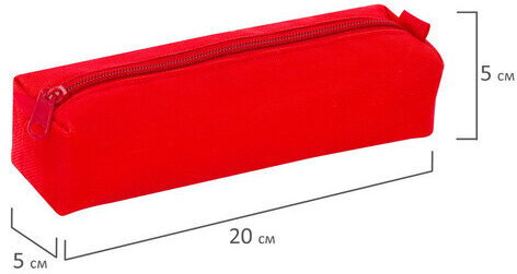 Пенал-тубус ПИФАГОР на молнии, текстиль, красный, 20х5 см, 104387