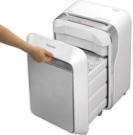 Уничтожитель (шредер) FELLOWES LX211, 5 уровень секретности, 2x12 мм, 15 листов, 23 л, белый, FS-50503