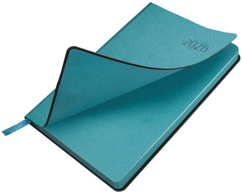 Ежедневник датированный 2026 А5 138x213 мм, BRAUBERG "Stylish", под кожу, гибкий, бирюзовый, 117098