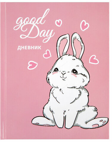 Дневник 1-4 класс 48 л., твердый, ЮНЛАНДИЯ, глянцевая ламинация, с подсказом, "Bunny", 106348