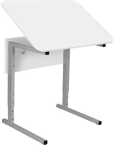 Стол-парта 1-местный, регулируемый угол, СУТ.54-01, 600х500х520-640 мм, рост 2-4, серый каркас, ЛДСП белая