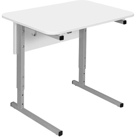 Стол-парта 1-местный, регулируемый угол, СУТ.54-01, 600х500х520-640 мм, рост 2-4, серый каркас, ЛДСП белая
