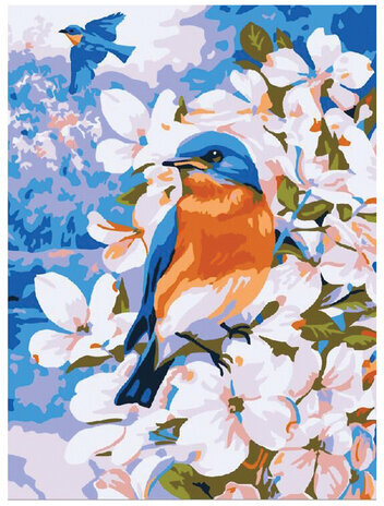 Картина по номерам 15х20 см, ЮНЛАНДИЯ "Птица в цветущем саду", на холсте, акрил, кисти, 662506