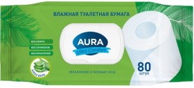 Бумага туалетная влажная 80 шт., AURA &quot;Ultra Comfort&quot; с пластиковым клапаном, 14055