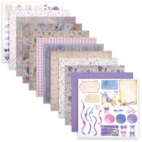 Бумага для скрапбукинга 30х30 см "Прованс", двусторонняя, 12 листов, 12 дизайнов, 180 г/м2, ОСТРОВ СОКРОВИЩ, 662765