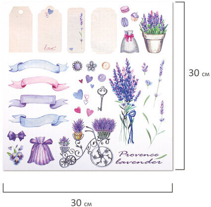 Бумага для скрапбукинга 30х30 см "Прованс", двусторонняя, 12 листов, 12 дизайнов, 180 г/м2, ОСТРОВ СОКРОВИЩ, 662765