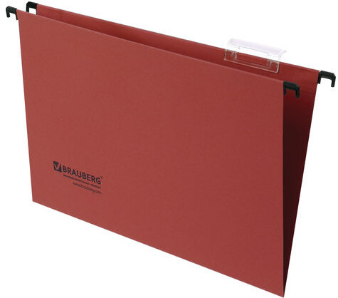 Подвесные папки А4/Foolscap (406х245 мм), до 80 листов, КОМПЛЕКТ 10 шт., красные, картон, BRAUBERG (Италия), 231796