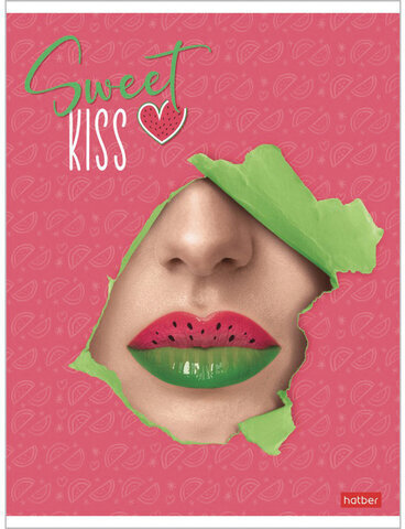 Тетрадь А5, 48 л., HATBER, скоба, клетка, матовая ламинация, 3D-лак, "Sweet kiss" (5 видов в спайке), 48Т5лолВ1