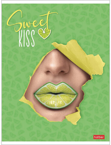 Тетрадь А5, 48 л., HATBER, скоба, клетка, матовая ламинация, 3D-лак, "Sweet kiss" (5 видов в спайке), 48Т5лолВ1