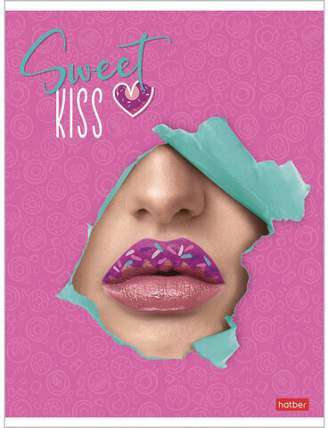 Тетрадь А5, 48 л., HATBER, скоба, клетка, матовая ламинация, 3D-лак, "Sweet kiss" (5 видов в спайке), 48Т5лолВ1