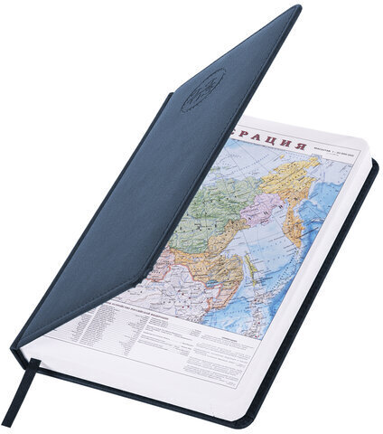 Ежедневник датированный 2023 А5 138x213 мм BRAUBERG "Favorite", под кожу, темно-синий, 114005