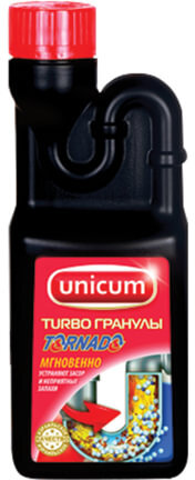 Средство для прочистки канализационных труб 600 г, UNICUM (Уникум) "Tornado", гранулированное, 304023