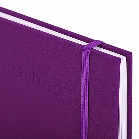 Скетчбук для графики и маркеров, "БРИСТОЛЬ" 200 г/м2, 140х210 мм, 32 л., КОЖЗАМ, BRAUBERG ART, Сиреневый, 115098