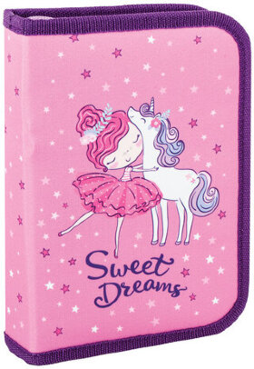 Пенал BRAUBERG, 1 отделение, ткань, 21х14 см, &quot;Unicorn&quot;, 270303