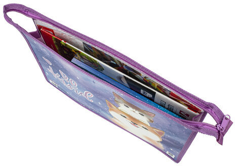 Папка для тетрадей ЮНЛАНДИЯ А4, 1 отделение, картон/пластик, блестки, на молнии, "Happy time", 270860