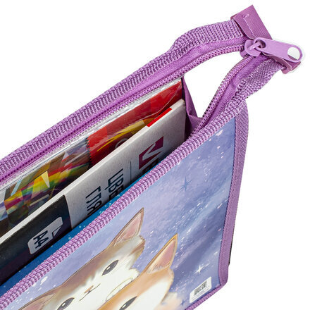 Папка для тетрадей ЮНЛАНДИЯ А4, 1 отделение, картон/пластик, блестки, на молнии, "Happy time", 270860