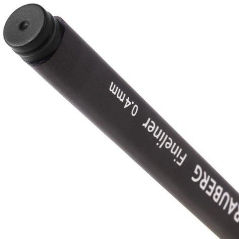 Ручка капиллярная (линер) BRAUBERG "Carbon", ЧЕРНАЯ, металлический наконечник, трехгранная, линия письма 0,4 мм, 141523