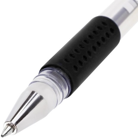 Ручка гелевая с грипом STAFF "EVERYDAY" GP-192, ЧЕРНАЯ, корпус прозрачный, узел 0,5 мм, линия письма 0,35 мм, 141823