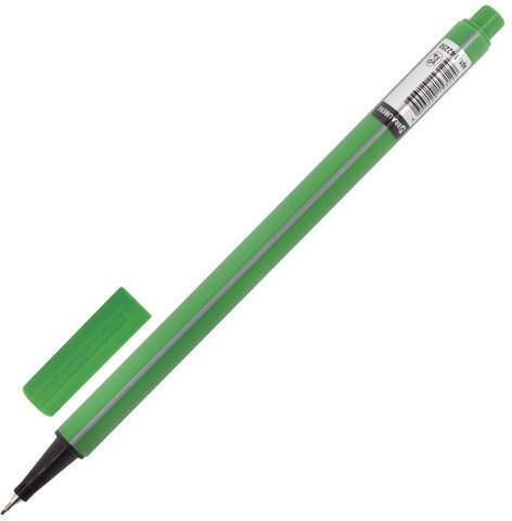 Ручка капиллярная (линер) BRAUBERG "Aero", СВЕТЛО-ЗЕЛЕНАЯ, трехгранная, металлический наконечник, линия письма 0,4 мм, 142250