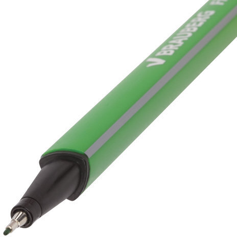 Ручка капиллярная (линер) BRAUBERG "Aero", СВЕТЛО-ЗЕЛЕНАЯ, трехгранная, металлический наконечник, линия письма 0,4 мм, 142250