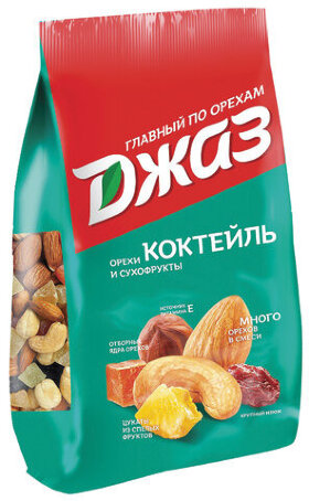 Орехи и сухофрукты ДЖАЗ &quot;Коктейль&quot;, фундук, кешью, миндаль, папайя, ананас, изюм, 777 г, 1319